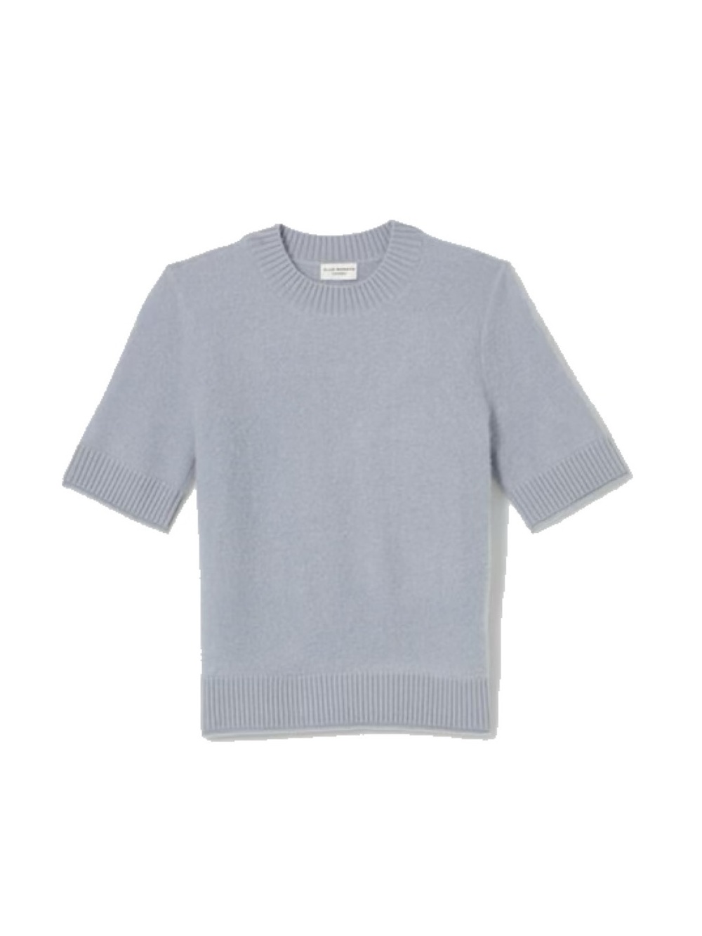 Club Monaco Cashmere Dusty Blue Short-Sleeve Crewneck Sweater - S